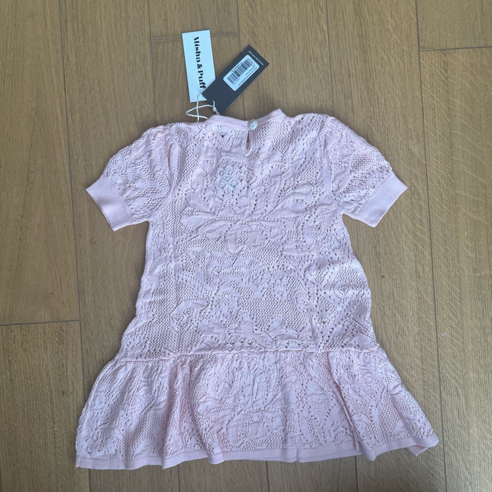 Short Sleeve Pink Crochet Dress x Misha & Puff